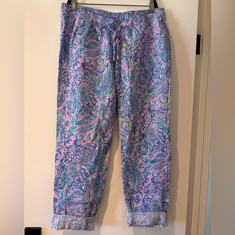 Lilly Pulitzer linen pant size large with drawstring waistband